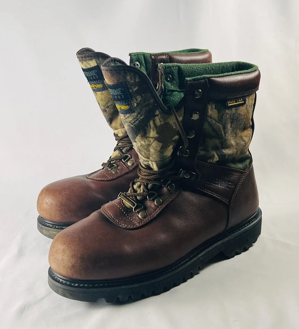 Wolverine Goretex Thinsulate Camo Hunting Boots Men US 10 1/2 Leather Lace Up